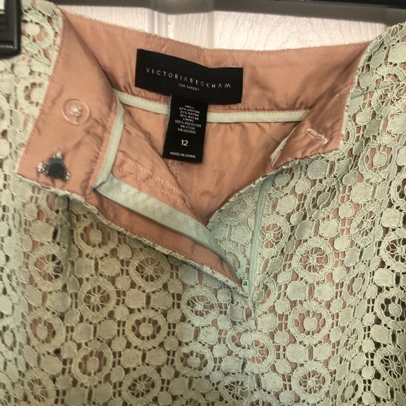 Victoria Beckham size 12 green lace shorts  flat front pockets lined NWOT - Picture 11 of 16